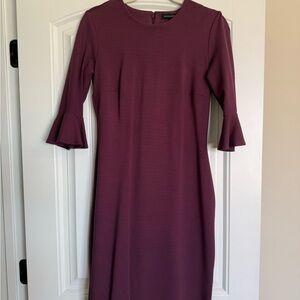 Banana Republic Plum Long-Sleeve Sheath Dress with Ruffle sleeves